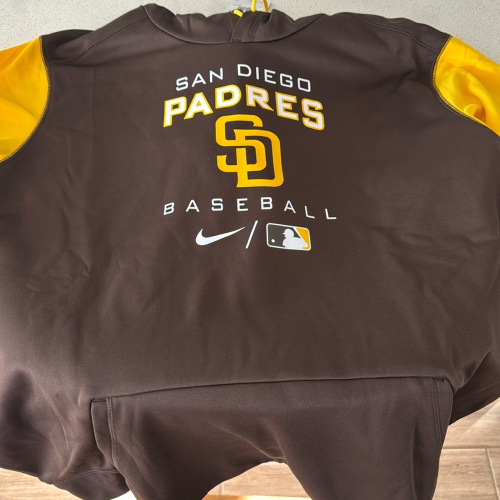 Nike San Diego Padres Therma-Fit Hoodie Sweater Jacket Brown Yellow